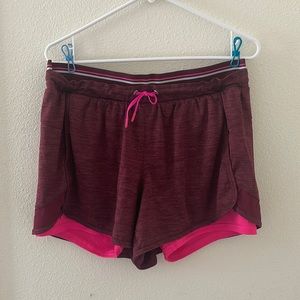 Pink Avis Track Shorts With built in spandex
